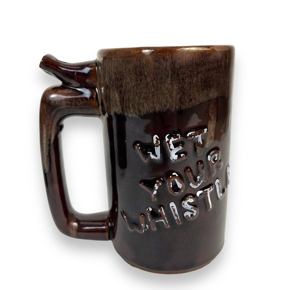 Vintage 4.75" Set of 2 "Whistle For Your Beer" "Wet Your Whistle" Mugs - Picture 7 of 10
